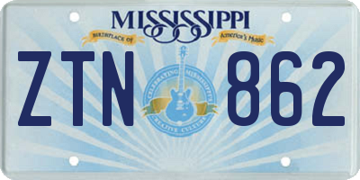 MS license plate ZTN862