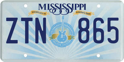 MS license plate ZTN865