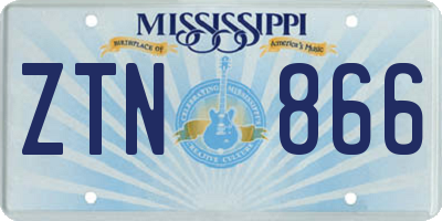 MS license plate ZTN866