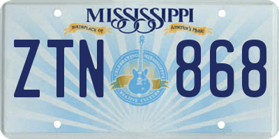 MS license plate ZTN868