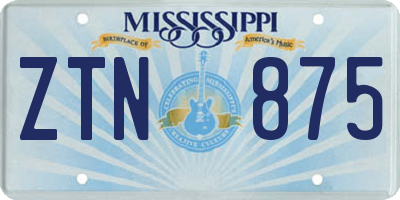 MS license plate ZTN875