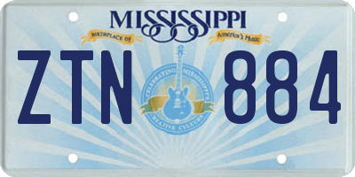 MS license plate ZTN884