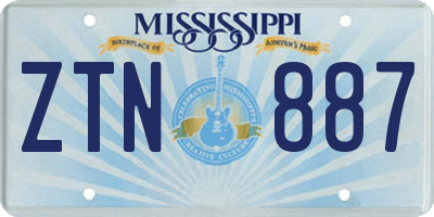 MS license plate ZTN887
