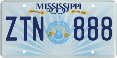 MS license plate ZTN888