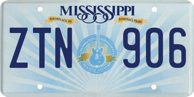 MS license plate ZTN906