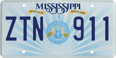 MS license plate ZTN911