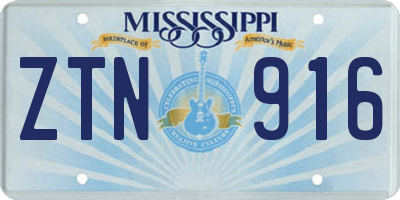MS license plate ZTN916