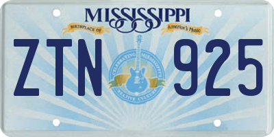 MS license plate ZTN925
