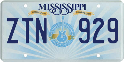 MS license plate ZTN929
