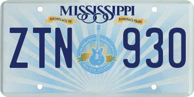 MS license plate ZTN930