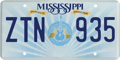 MS license plate ZTN935
