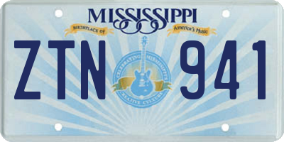MS license plate ZTN941