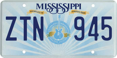 MS license plate ZTN945