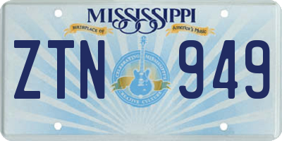 MS license plate ZTN949