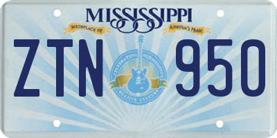 MS license plate ZTN950