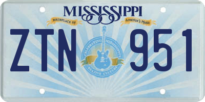MS license plate ZTN951
