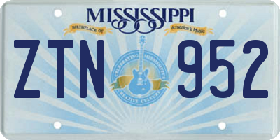 MS license plate ZTN952
