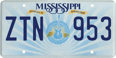 MS license plate ZTN953