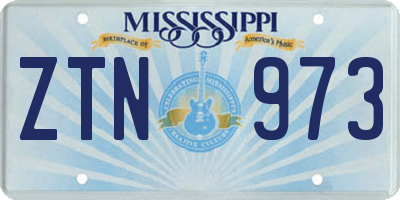 MS license plate ZTN973