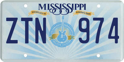MS license plate ZTN974