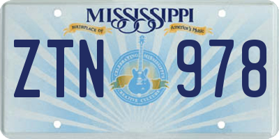 MS license plate ZTN978