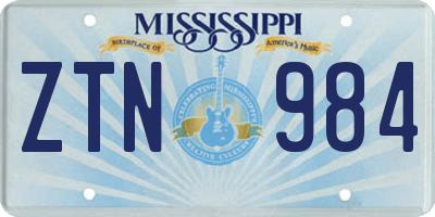 MS license plate ZTN984