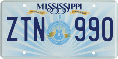 MS license plate ZTN990