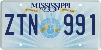 MS license plate ZTN991