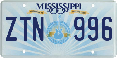 MS license plate ZTN996