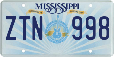 MS license plate ZTN998