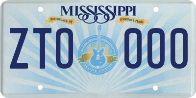 MS license plate ZTO000