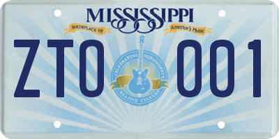 MS license plate ZTO001