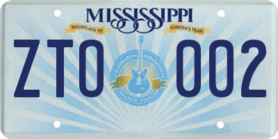 MS license plate ZTO002