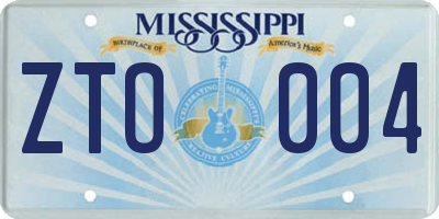 MS license plate ZTO004