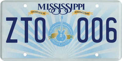 MS license plate ZTO006