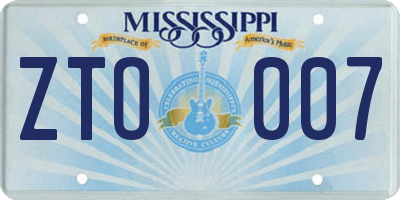 MS license plate ZTO007