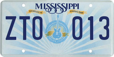 MS license plate ZTO013