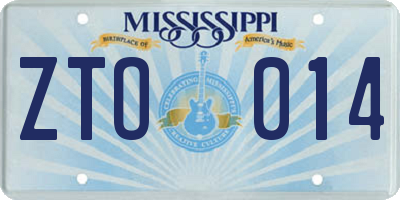 MS license plate ZTO014