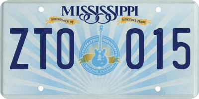 MS license plate ZTO015