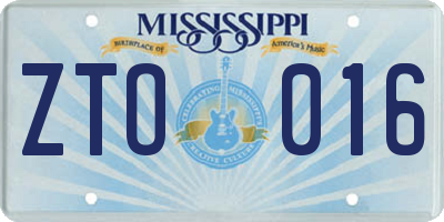 MS license plate ZTO016