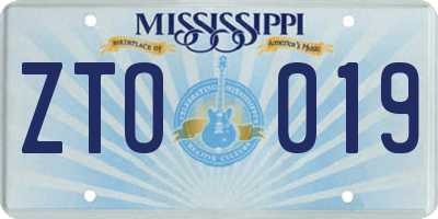 MS license plate ZTO019