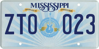 MS license plate ZTO023
