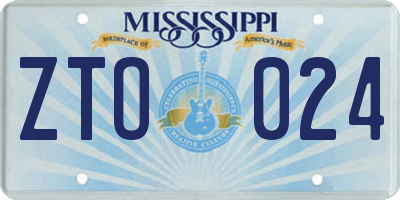 MS license plate ZTO024