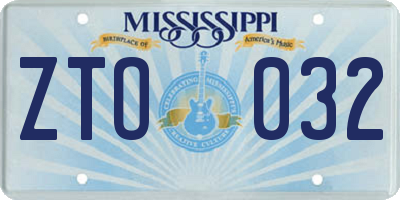 MS license plate ZTO032