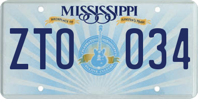 MS license plate ZTO034