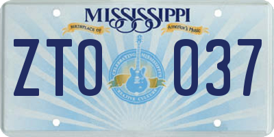MS license plate ZTO037