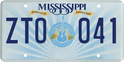 MS license plate ZTO041