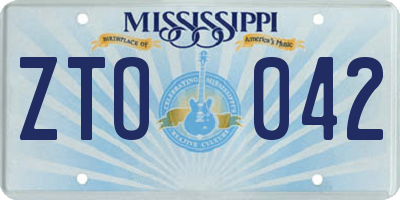 MS license plate ZTO042