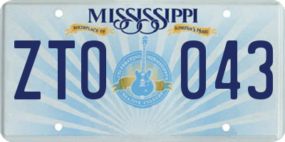 MS license plate ZTO043
