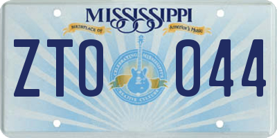 MS license plate ZTO044